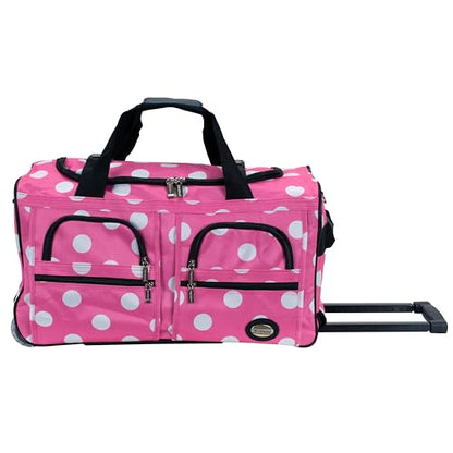 Rockland Rolling Duffel Bag, Black, 22" - color: Pink Dot, size: 22"
