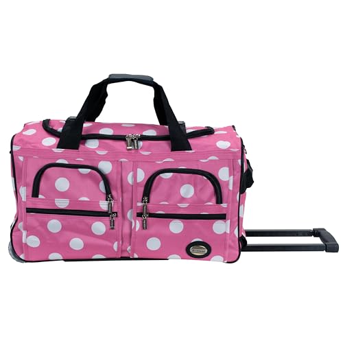 Rockland Rolling Duffel Bag, Black, 22" - color: Pink Dot, size: 22"