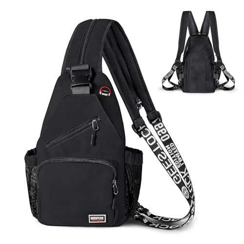 Geestock Convertible Sling Bag for Women Men, Lightweight Crossbody Backpack Daypack Chest Bag Fit 10.9" Tablet for Travel, Sport, Hiking & Commute, Black, 8.27in×3.94in×13.39in - color: Black, size: Large
