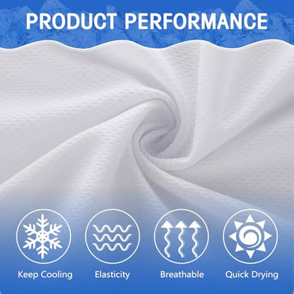 Hosuly 300 Pack Cooling Towels Bulk 40 x 12 Inch Large Chilly Breathable Sweat Sports Cold Towels Sublimation Microfiber Ice Neck Rag for Hot Weather Workout Gym Team Gift (White) - color: White