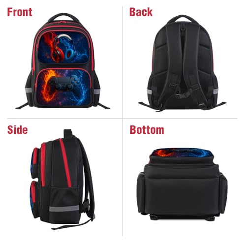 ZRENTAO Kids Backpack, 3D Reflective Cartoon, 600D Polyester & Dual Zippers, 17" Bookbag with Ergonomic Design for boys & girls age 6-18, Headphone Space Style for school Children Kids - color: 19#headphone