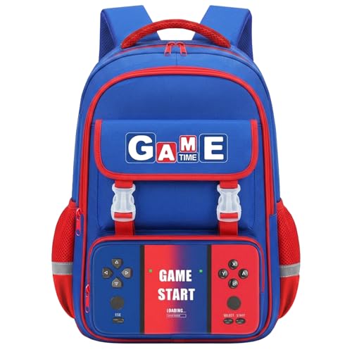 School Backpacks for Boys - Gamer Boys Backpack for Kids Teens, Multifunctional Bookbag for Elementary Middle School Students, 17″ Video Game Travel Bag Ages 6-18 - color: Red-blue-backpack Only