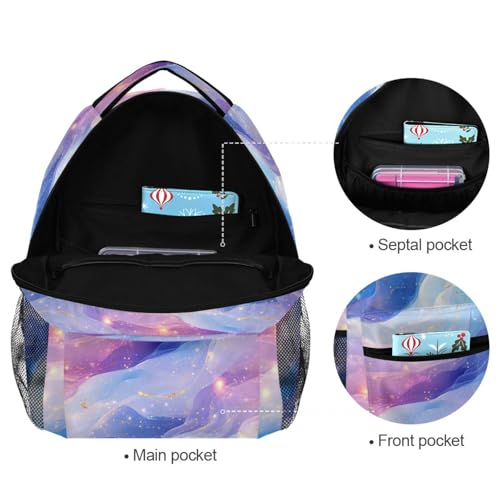 School Backpack for Men and Women Waterproof Backpack With Water Bottle Pocket with Chest Strap for Travel Trip Blue Purple - color: Multicolor12