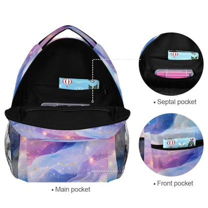 School Backpack for Men and Women Waterproof Backpack With Water Bottle Pocket with Chest Strap for Travel Trip Blue Purple - color: Multicolor12
