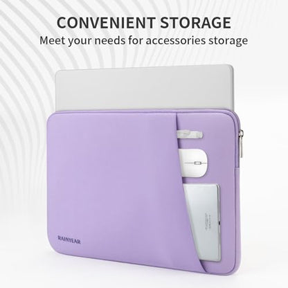 RAINYEAR 11-13 Inch Laptop Sleeve Padded Case Cover with Pocket, Purple - color: Purple, size: 11-13 inch