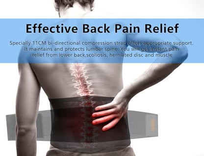Back Braces for Lower Back Pain, Lumbar Support Belt, XXL | Dual adjustable compression straps with breathable support for lifting, working, sitting, standing, and daily back relief - size: XX-Large