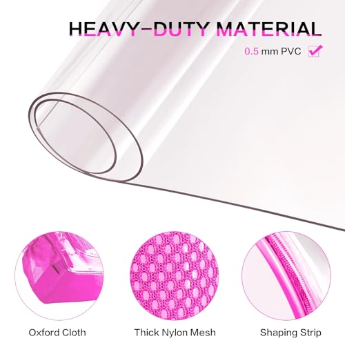 Clear Backpack Heavy Duty Large Transparent Backpack with Reinforced Bottom Multi-pockets for College, Travel, Workplace Security - Pink - color: Pink