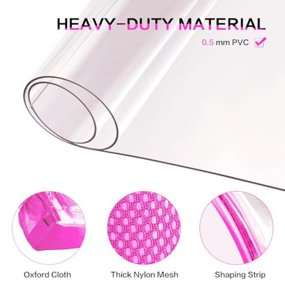 Clear Backpack Heavy Duty Large Transparent Backpack with Reinforced Bottom Multi-pockets for College, Travel, Workplace Security - Pink - color: Pink