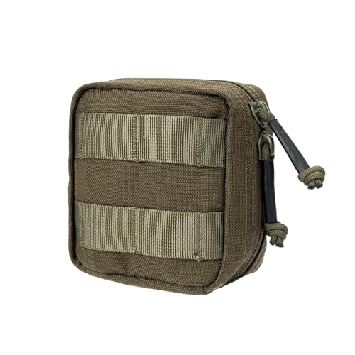Small MED Kits Holder Duty Belt Gloves Pouch MOLLE Tactical Vest Nasal Spray Case Compact IFAK Carrier Backpack Wallet Cards Knife Gadgets Mini EDC Organizer Bag w/Removeable Clear ID Pocket - color: Ranger Green