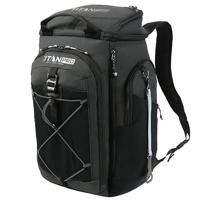 Insulated Backpack Cooler with Ice Walls - color: Black-Black