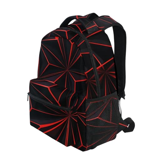 ALAZA 3D Geometric Black Polygon Red Futuristic Large Backpack Personalized Laptop iPad Tablet Travel School Bag with Multiple Pockets - color: Geomertry