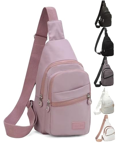 EVANCARY Small Sling Bag Crossbody Bags for Women Men, Sling Backpack Chest Daypack Cross Body Bag for Travel Outdoor - color: Pink Purple