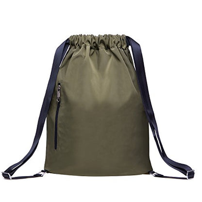 KAUKKO Drawstring Sports Backpack Gym Yoga Bag Shoulder Rucksack for Men and Women(1031-2-GREEN) - color: Nylon Army Green
