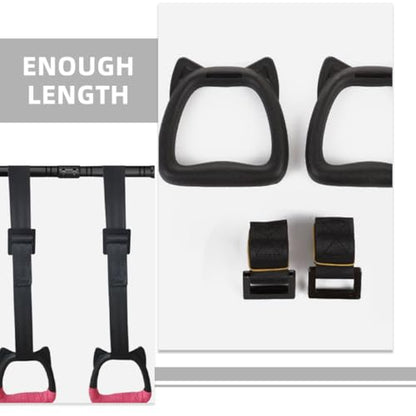 Totority Gymnastics Rings with Adjustable 2m Straps Set – Professional Pull-up Fitness Rings for Home Strength Training and Bodybuilding