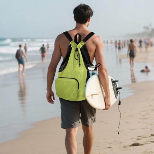 ODAWA Avocado Green Waterproof Gym Bag String Sport Bag for Soccer and Basketball, 12.6" x 8.2" x 18.5" - color: Avocado Green