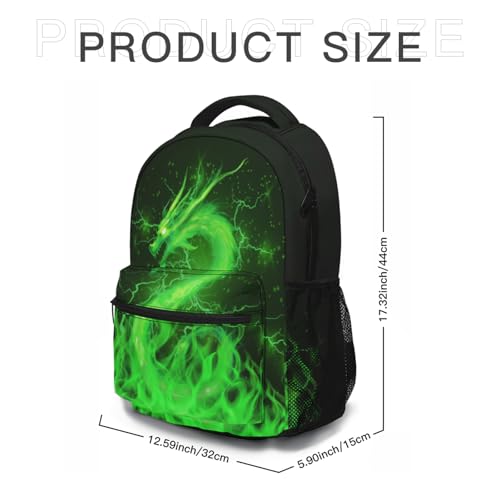 Miaoquhe Green Dragon Backpack Cool Animal Bookbag for Kids Teens Girls Boys Back to School Green Dragon Back pack for School Office Travel Hiking Laptop Computer Casual Daypack - color: Dragon-green
