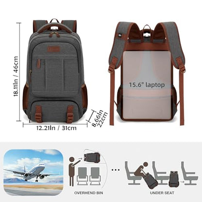 Tzowla Canvas Laptop Backpack, Bag for Men Women - color: Dark Grey, size: 15.6inch