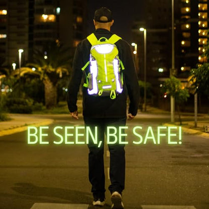 riderbag Reflective Motorcycle Backpack, Hi Viz Commuter Riding Bag | Designed by Riders for Everyday Rides with Laptop Compartment and Helmet Net. Built to Help You Be Seen. - color: Green