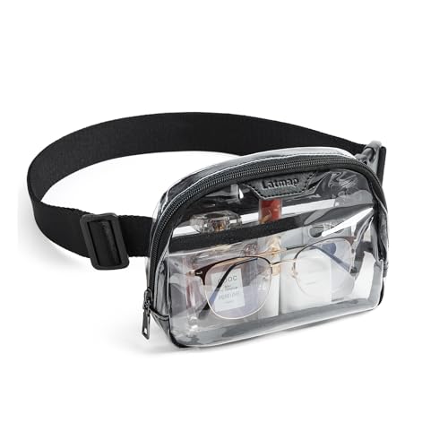 LATMAP Clear Bag for Stadium Events, Clear Purse for Women Stadium Crossbody Bag, Transparent Bag for Concerts Sports - color: Small Size-Black