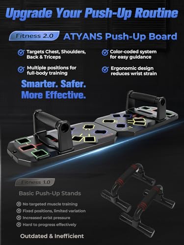 Push Up Board 20-In-1 Workout Equipment, Pushup Board with Handles, Puzzle-Style Snap Design with Square Slots, Home Gym Fitness Equipment for Chest, Shoulders, Back & Triceps, Men and Women - color: Black