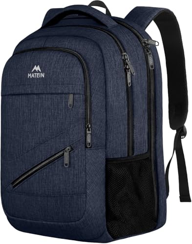MATEIN 17 Inch Laptop Backpack, Large Work Backpack Travel Carry On TSA Approved with Trolley Sleeve, College Computer Bag with Anti Theft Pocket, Water Resistant Commute Daypack for Men, Dark Blue - color: Dark Blue, size: 17 Inch