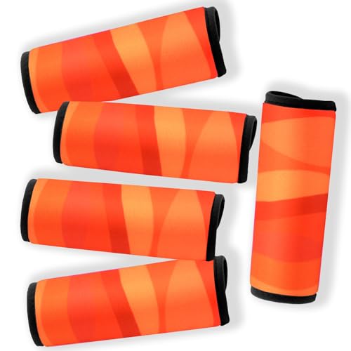 5 Pack Neoprene Luggage Handle Wraps for Suitcase Travel Luggage Tags/Identifiers/Marker/Grips (2.0 Version) (Orange) - color: Orange