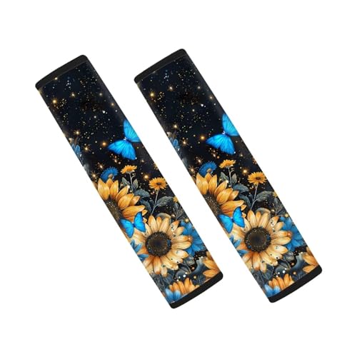 Dreaweet Soft Seat Belt Cover Pad Sunflower Butterfly Seatbelt Covers Car Accessories for Men Boys,Car Seat Belt Covers for Adults Kids - color: Sunflower Butterfly