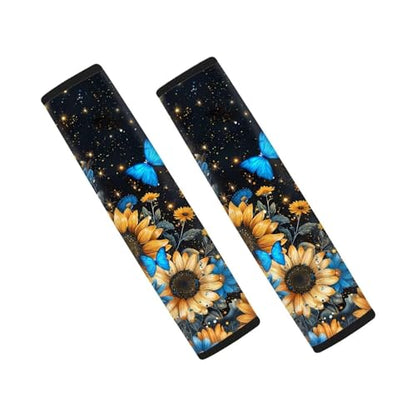 Dreaweet Soft Seat Belt Cover Pad Sunflower Butterfly Seatbelt Covers Car Accessories for Men Boys,Car Seat Belt Covers for Adults Kids - color: Sunflower Butterfly