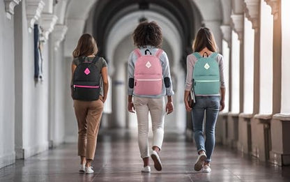 Large School Backpacks with Mesh Side Pockets – Classic 19 Inch Solid Color Backpacks for Kids, Men, Women, Travel (Pink & Blush) - color: Pink & Blush