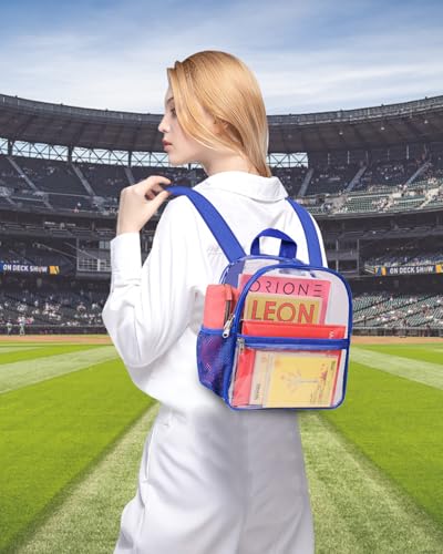 Clear Backpack for Stadium Events, 12x12x6 Small Clear Plastic bag with Reinforced Straps for Game Security Festival Concert - color: Blue