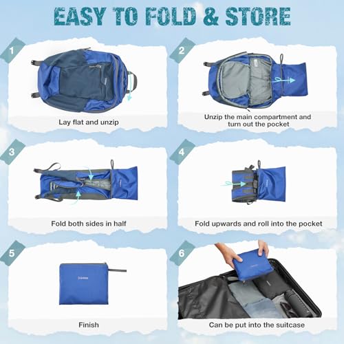 G4Free 18L Hiking Backpack Small Lightweight Foldable Packable Travel Daypack with Thickened Back Panel for Men Women (Blue) - color: Blue
