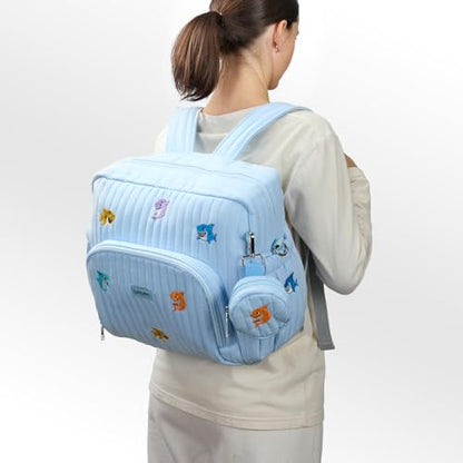 GOBABYMART Diaper Bag Backpack with Changing Pad - Travel Baby Bag, Insulated Bottle Pockets, Stroller Straps (Medium - Blue Sharks) - color: Medium - Blue Sharks