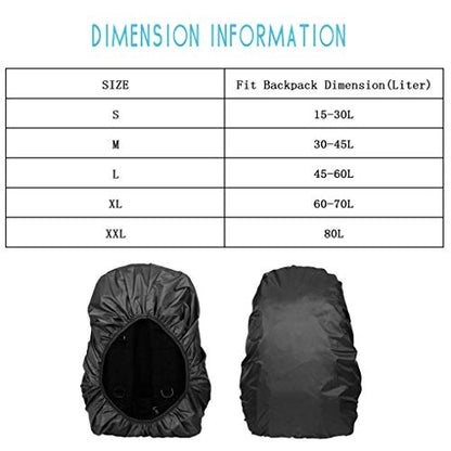 LassZone Backpack Cover Rain Cover, Waterproof 30-70L Rucksack Cover Bag Perfect for Hiking Camping Traveling Cycling Outdoor Acclivities Black - size: 30L-45L