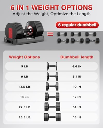 Adjustable Dumbbell Set, All in One Weights Dumbbell with Non-Slip Handle, 1 Hand Quick Adjust weight set for Home Gym - color: 26.5lb Pair