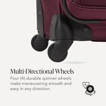 SWISSGEAR Sion Softside Expandable Spinner Luggage Durable Lightweight Travel Suitcase, Merlot, Checked-Large - color: Merlot, size: Checked-Large