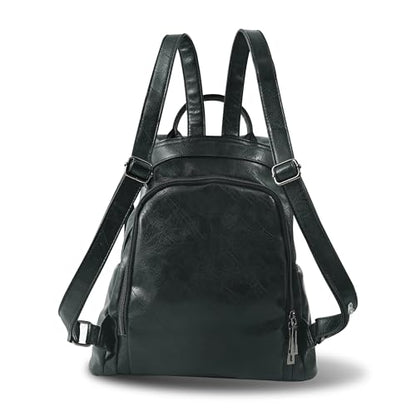 Women Backpack Purse PU Leather Anti-theft Casual Shoulder Bag Fashion Ladies Satchel Bags - color: Black, size: Medium