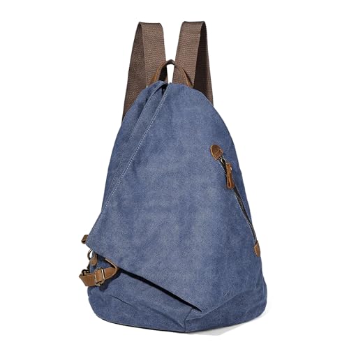 KL928 Canvas Vintage Backpack – Large Casual Daypack Outdoor Travel Rucksack Hiking Backpacks for Men Women - color: 6882-canvas-blue