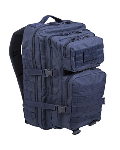 Mil-Tec Unisex Assault Pack - Rugged Durable Lightweight Ergonomic Versatile Tactical Outdoor Camping Hiking Backpack with Adjustable Padded Shoulder Straps & MOLLE Loops, Dark Blue, 36L - color: Dark Blue, style: 36l
