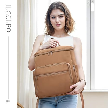 Diaper Bag Backpack, Neoprene Bag Backpack, Large Diaper Backpack with 16 Diaper Bag Organizers, 4 Insulated Pockets, Lighweight Travel Baby Bag with Changing Pad for Mom & Dad, Brown - color: Brown