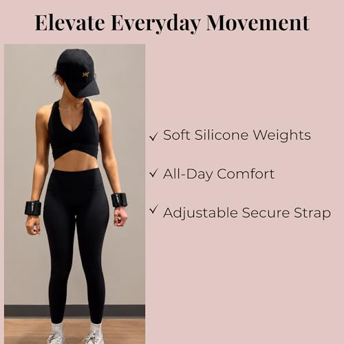 AMOYOU Wrist & Ankle Weights for Women – 2 lb Ankle Weights (Set of 2, 1 lb Each) | Arm Weights for Women | Leg Weights for Walking, Yoga, Cardio & Strength Training - color: Black