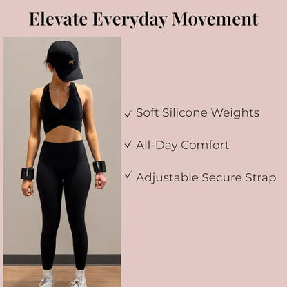 AMOYOU Wrist & Ankle Weights for Women – 2 lb Ankle Weights (Set of 2, 1 lb Each) | Arm Weights for Women | Leg Weights for Walking, Yoga, Cardio & Strength Training - color: Black