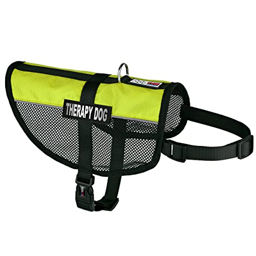 Dogline MaxAire Multi-Purpose Mesh Vest for Dogs and 2 Removable Therapy Dog Patches, Medium, Green - color: Green, size: Girth 17 by 21"