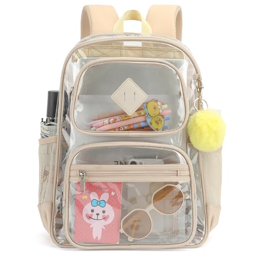 Heavy Duty Clear Backpack for Girls Boys Transparent School Bookbag Kids Durable PVC See Through Backpack- Yellew - color: Yellew