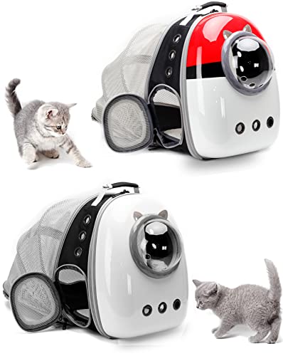 Back Expandable Cat Carrier Backpack, Backpack for Cats Kitten Small Puppy, Airline Approved Cat Bubble Backpack, Space Capsule Astronaut Carrier - color: White