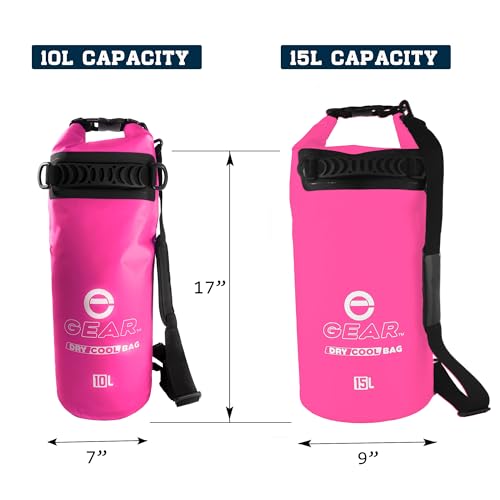 Enthusiast Gear Insulated Dry Bag Floating Cooler – 10L / 15L / 25L Roll Top, Leak Proof, Waterproof, Collapsible, with Padded Shoulder Strap - Perfect for Kayaking Fishing Beach - color: Pink, size: 10 Liter