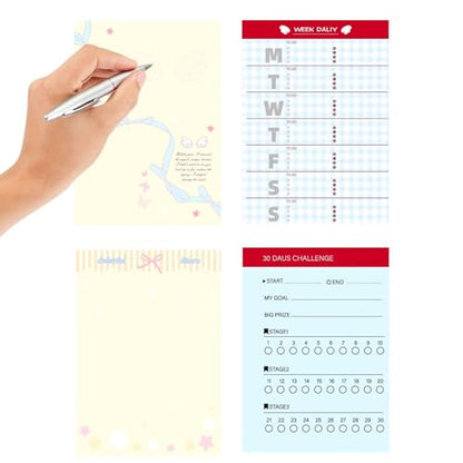 Mini Binder | M5 6-Hole Transparent Cute Binder,Pocket Planner Cover - for School Home Study Work Business Travel Daily Weekly Monthly Filing Desk Backpack Purse Tote