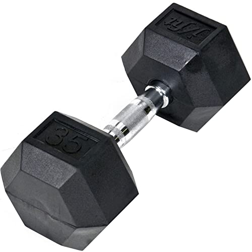 JFIT Rubber Hex Dumbbell - style: 35lb (Single)