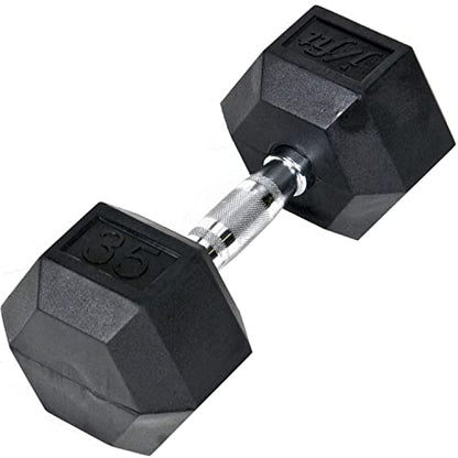 JFIT Rubber Hex Dumbbell - style: 35lb (Single)