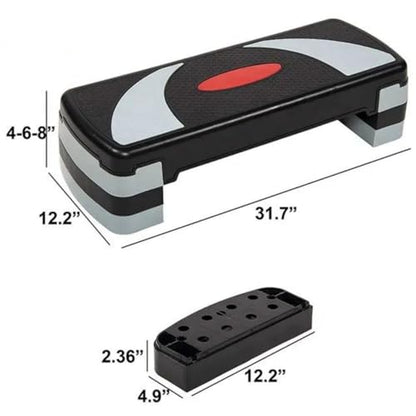 30" Aerobic Step Platform Stepper with Adjustable Height (4"-6"-8") & Anti-Slip Design