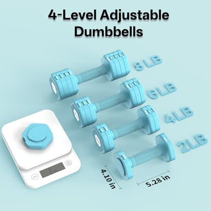 JOROTO 4-in-1 Adjustable Dumbbell Set of 2, 16LBS/22LBS Hand Weights for Women, Men, Upgraded TPE Soft Handle, 1s-Adjust Dual-Stable Dumbbell Set for Women Home Gym Exercise Training - color: C-Blue-16 LBS Pair